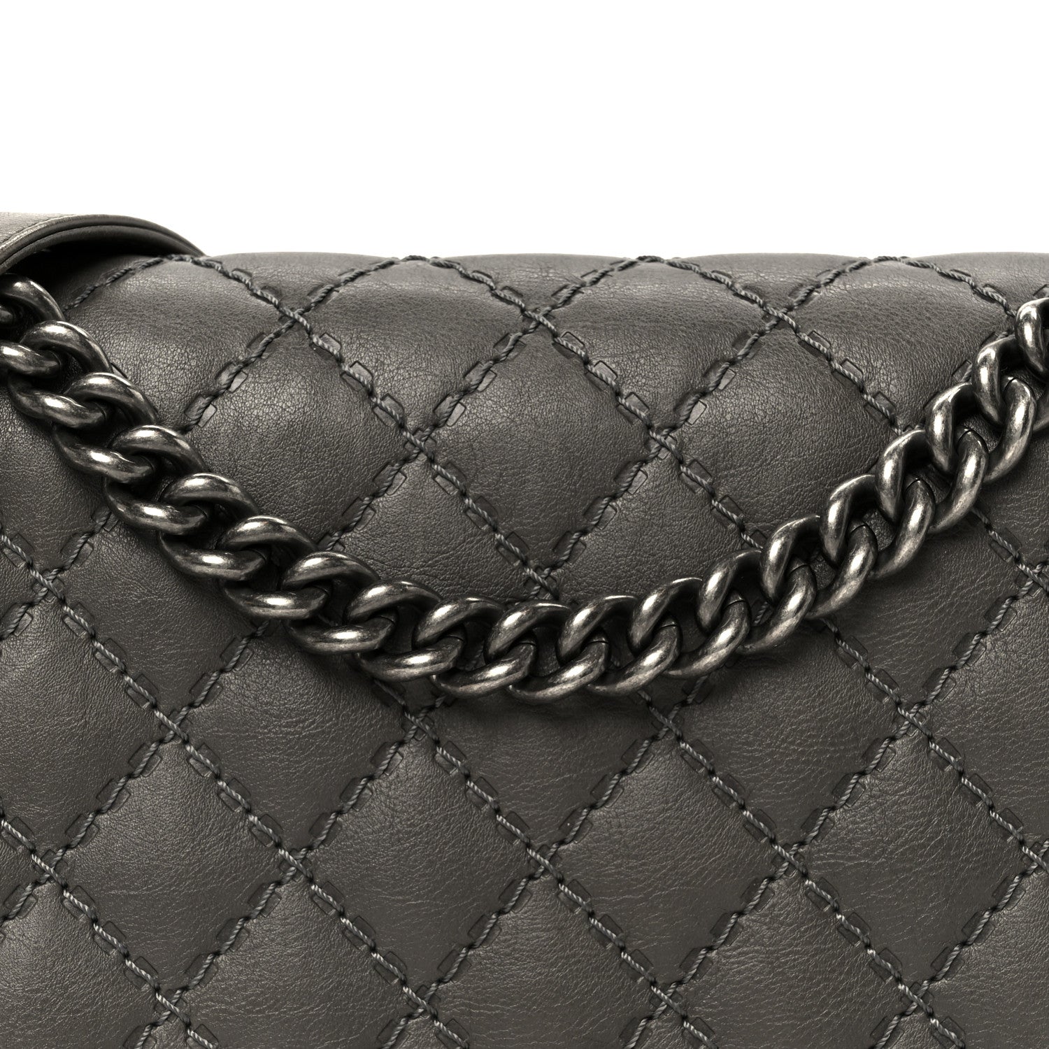Chanel Calfskin Double Stitch New Medium Boy Flap Grey