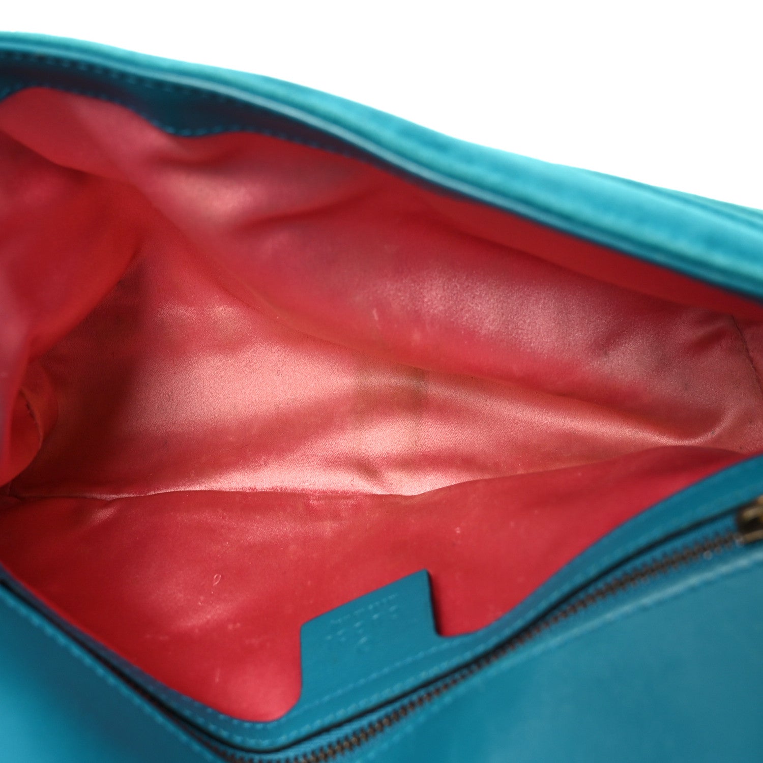 Gucci Velvet Matelasse Small GG Marmont Shoulder Bag Pavone Cyan