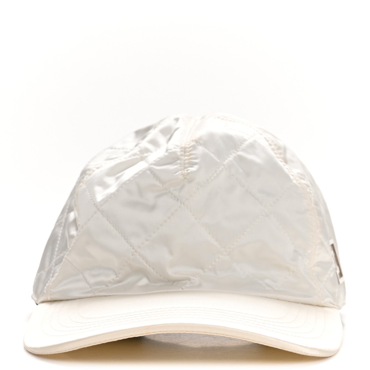 Nylon Quilted Cap Hat M White