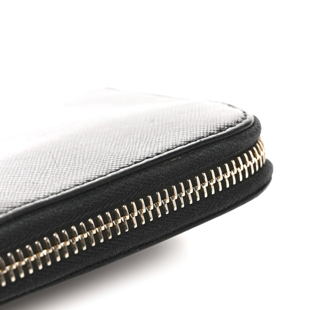 Prada Saffiano Metal Zip Around Wallet Black