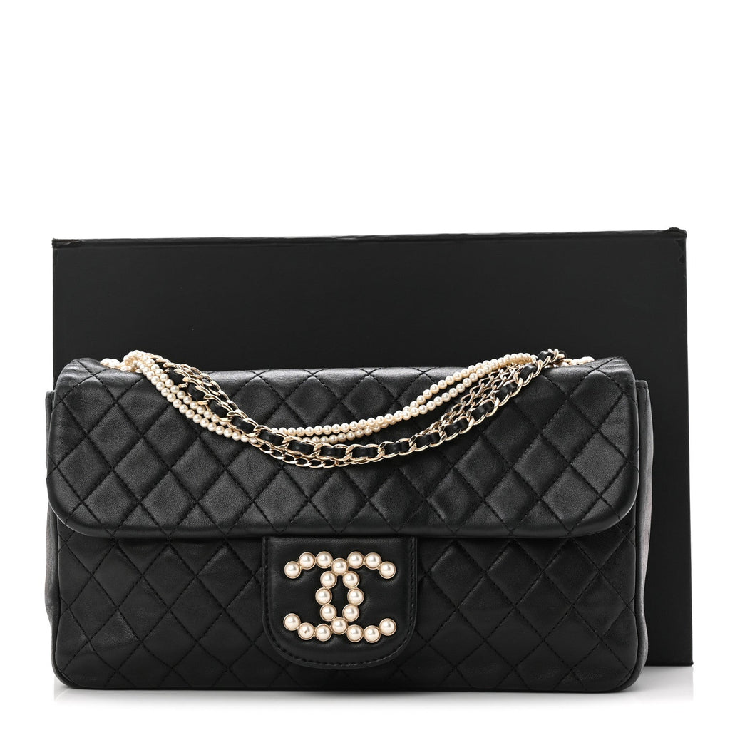 Chanel Lambskin Medium Westminster Pearl Flap Black