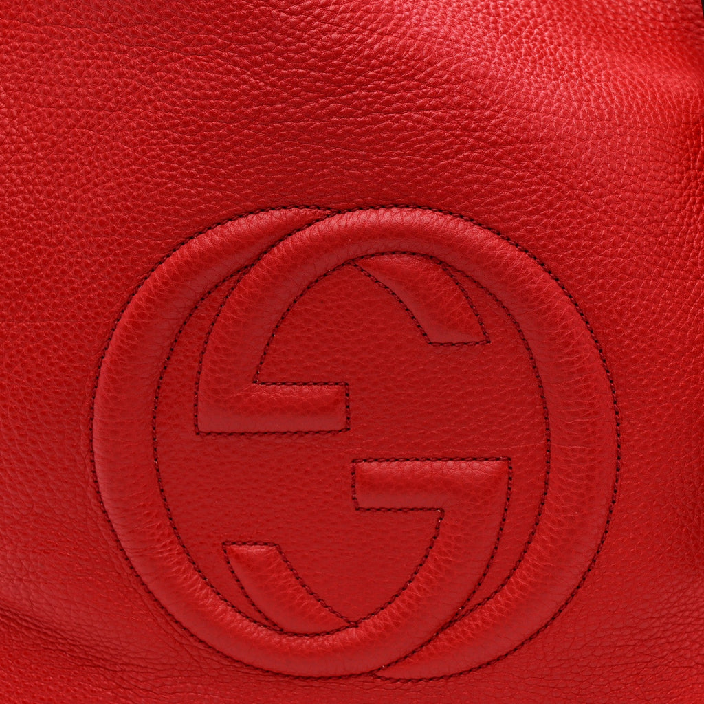 Gucci Pebbled Calfskin Large Soho Shoulder Bag Red