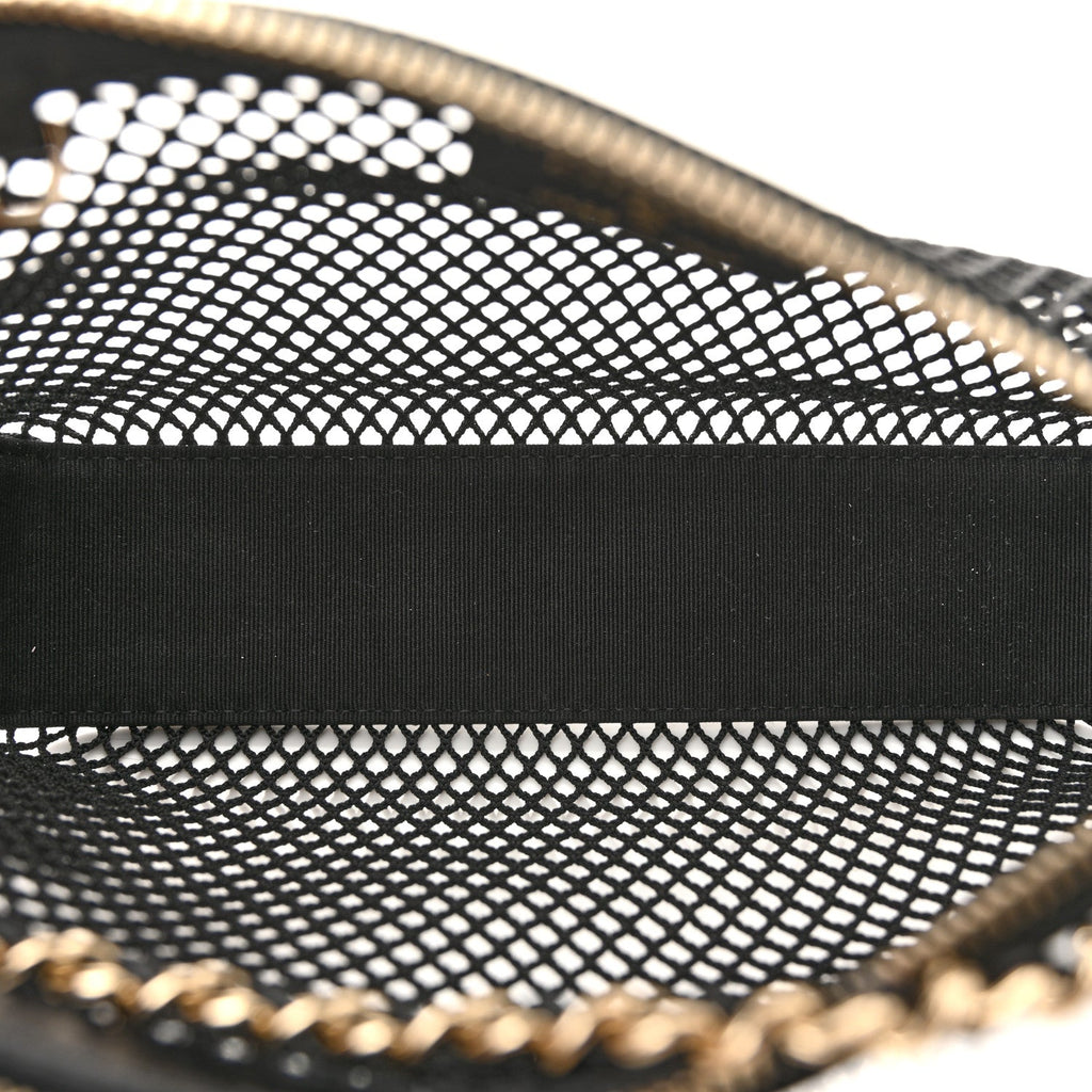 Chanel Mesh Shiny Lambskin Clutch With Chain Black
