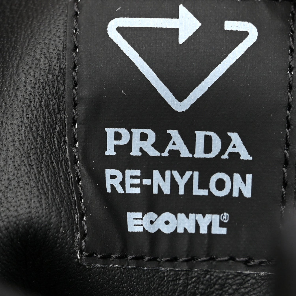 Prada Re-Nylon Gabardine Metal Triangle Logo Monolith Pouch Pocket 55mm Boots 39 Black