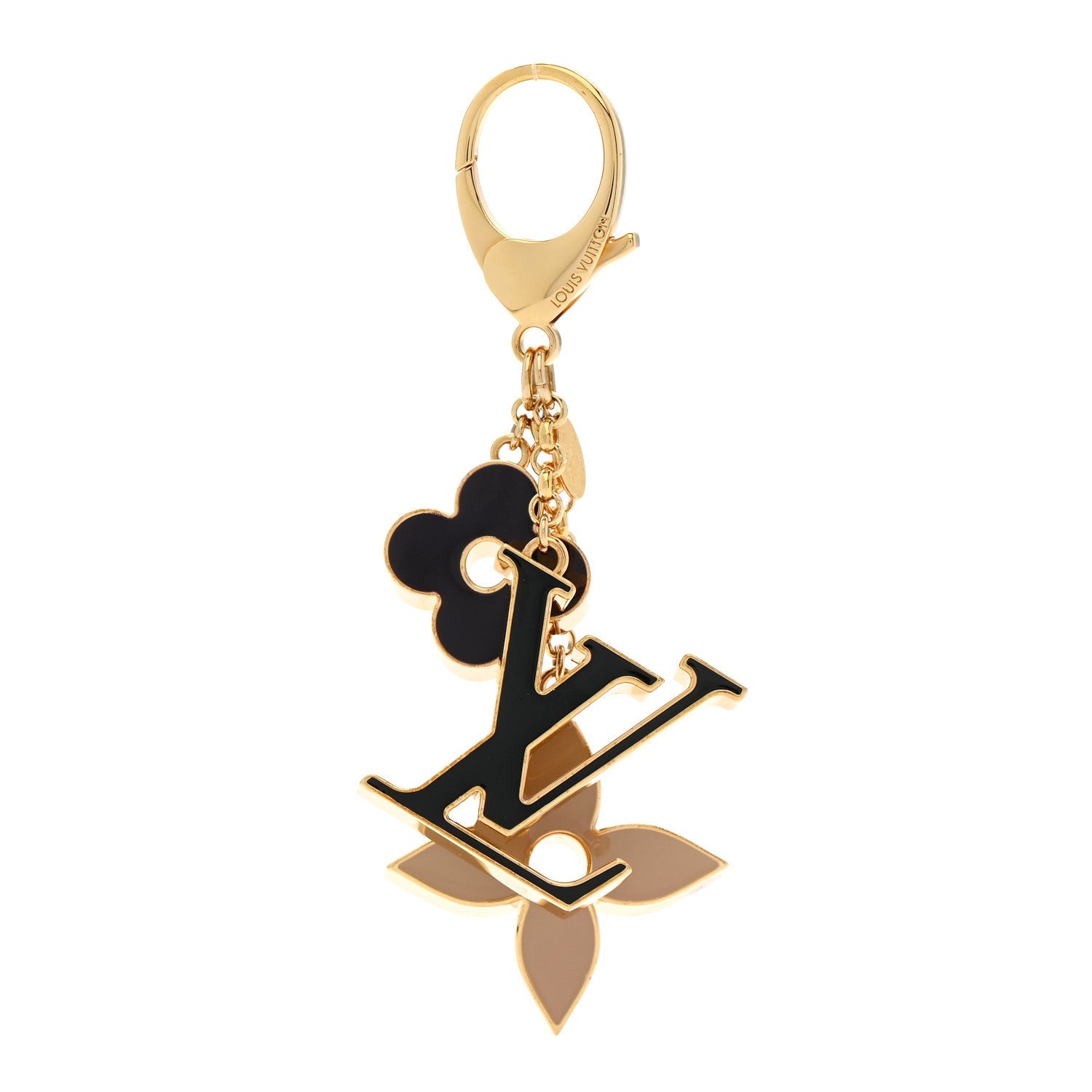 Louis Vuitton Metal Enamel Fleur De Monogram Bag Charm Dore