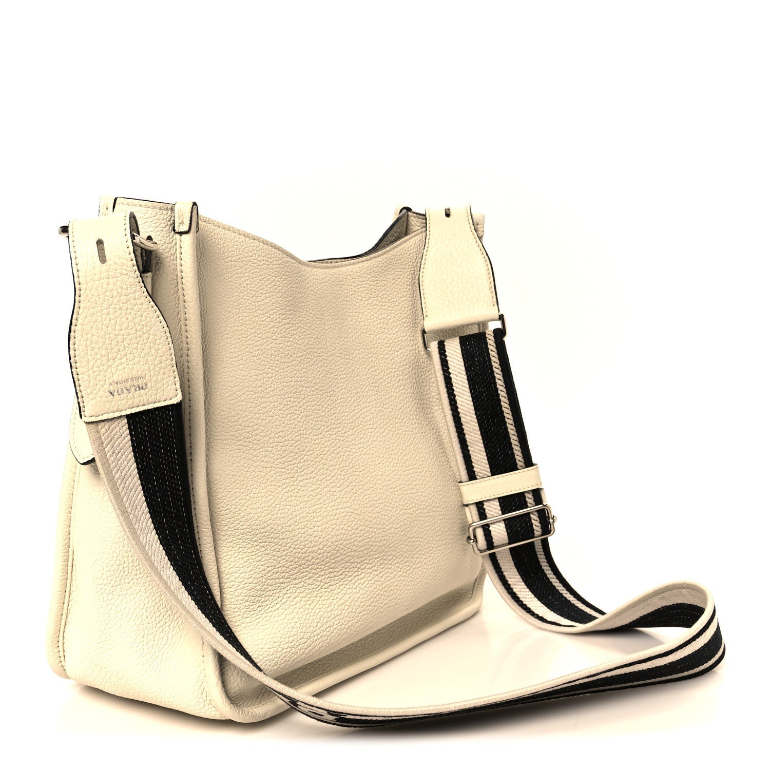 Prada Vitello Daino Soft Hobo Messenger Bag White