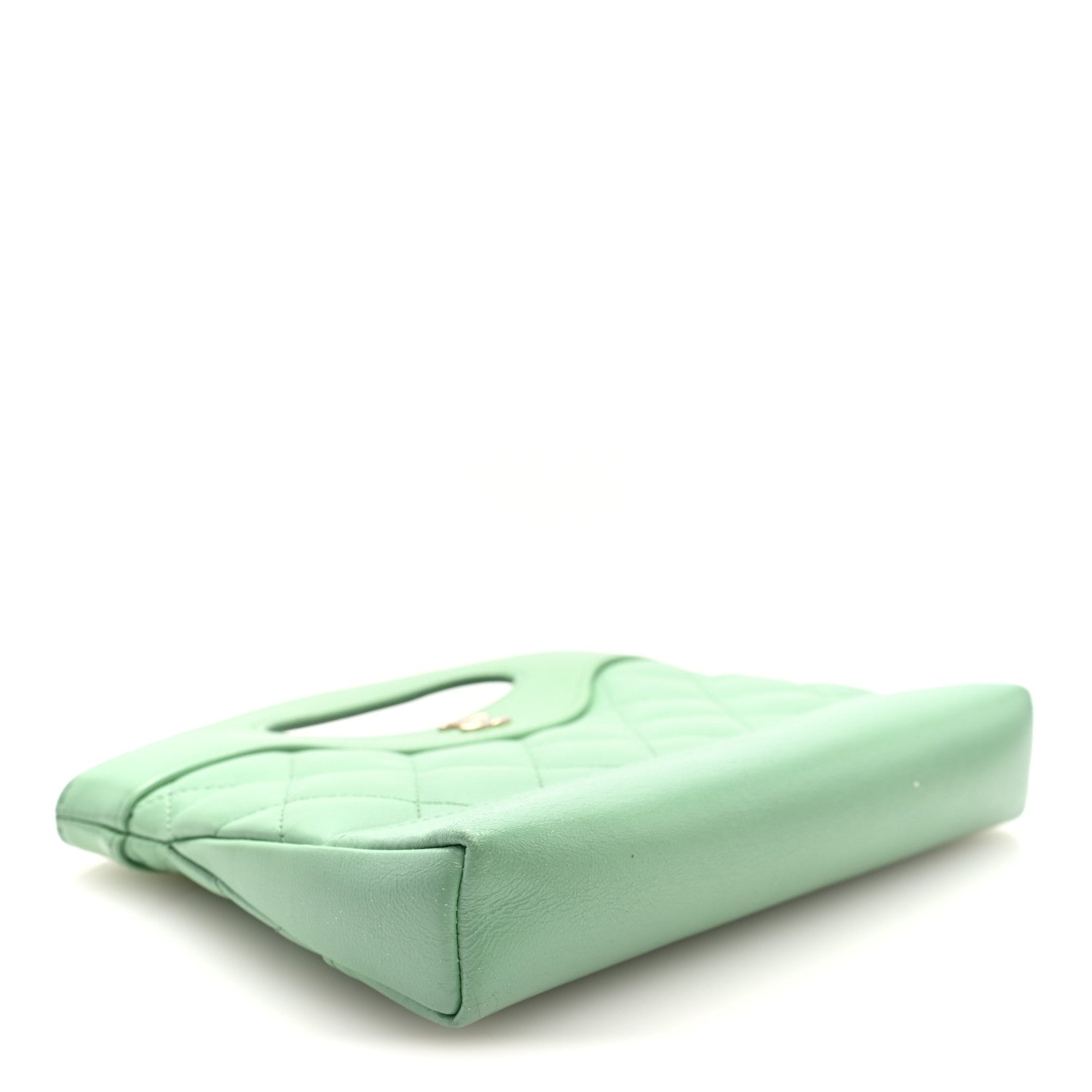 Chanel Shiny Lambskin Quilted Nano 31 Shopping Bag Green