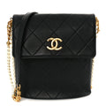 Chanel Calfskin Quilted Pearl Small About Pearls Hobo Bag Black