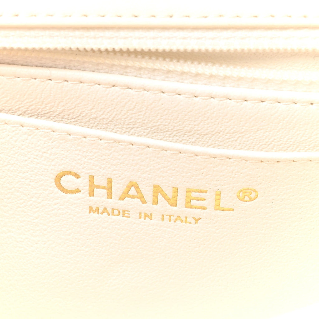Chanel Lambskin Quilted Mini Rectangular Flap White