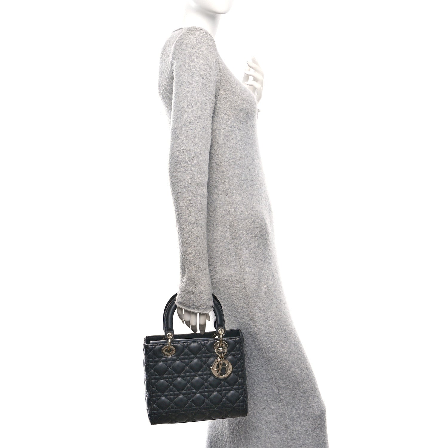 Christian Dior Lambskin Cannage Medium Lady Dior Black