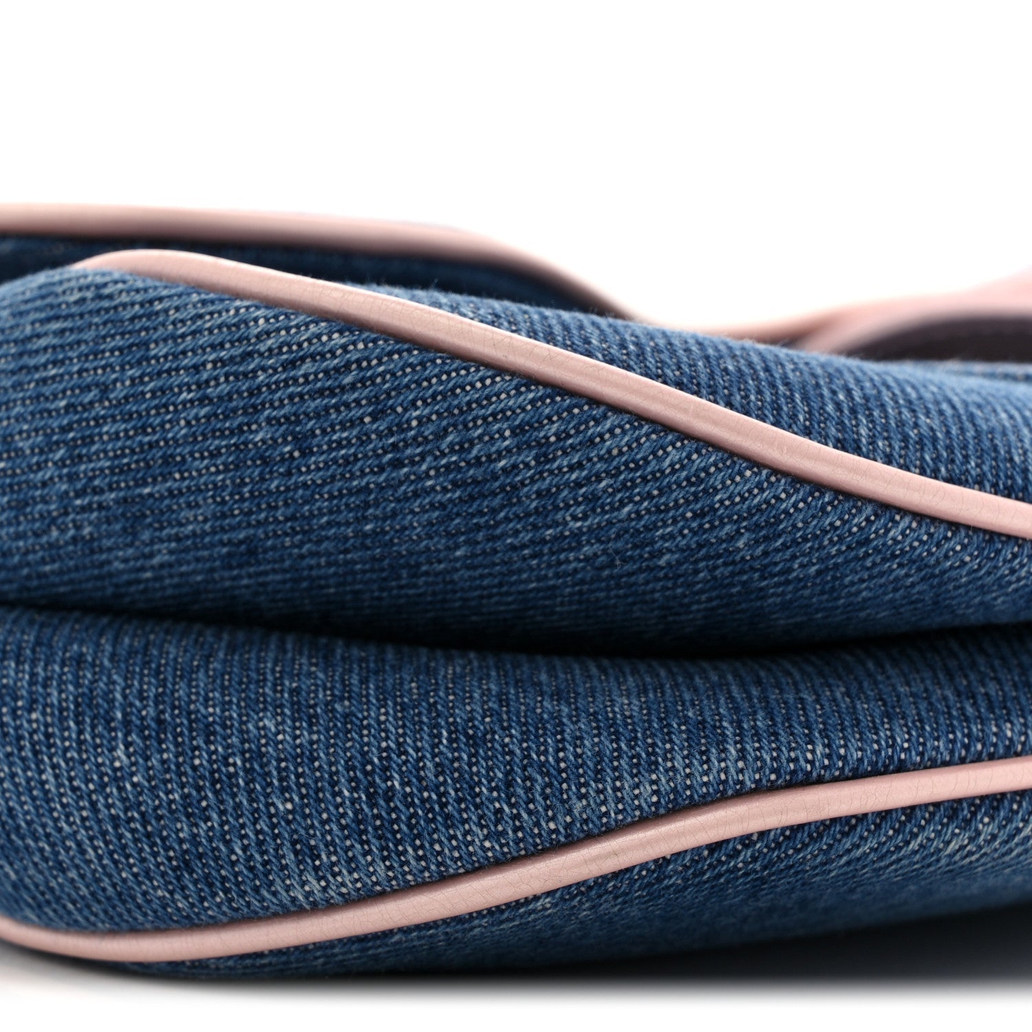 Christian Dior Patent Denim Jeans Saddle Bag Blue Pink