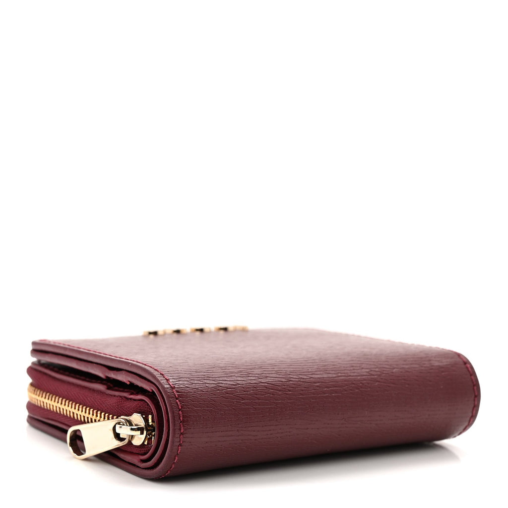 Gucci Textured Calfskin Script Logo Mini Wallet Rosso Ancora