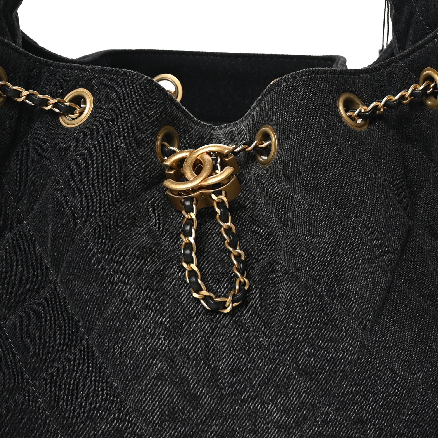 Chanel Washed Denim Quilted Small Chanel 25 Handbag Black