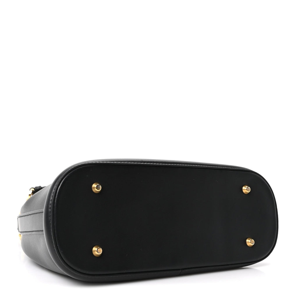 Christian Dior Calfskin CD Embossed Medium C'est Chain Bucket Bag Black