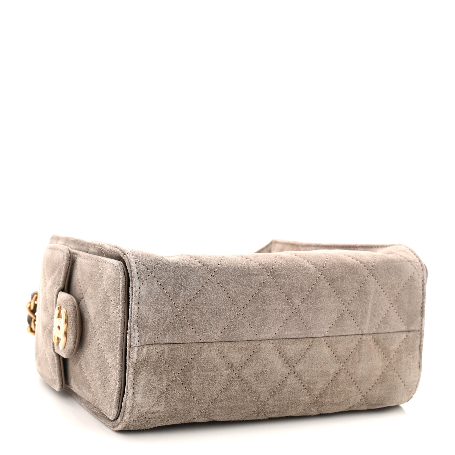 Chanel Suede Quilted Mini Chanel 25 Handbag Dark Grey