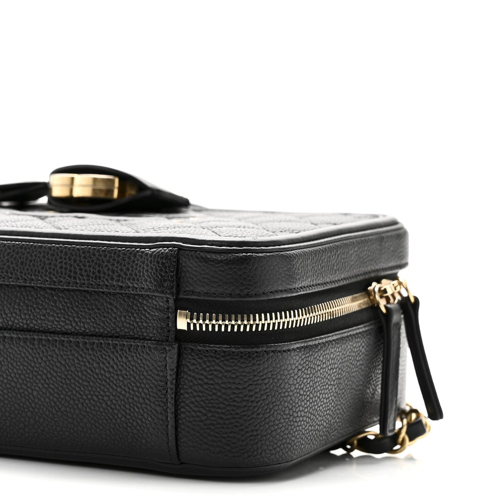 Chanel Caviar Quilted Medium CC Filigree Vanity Case Black