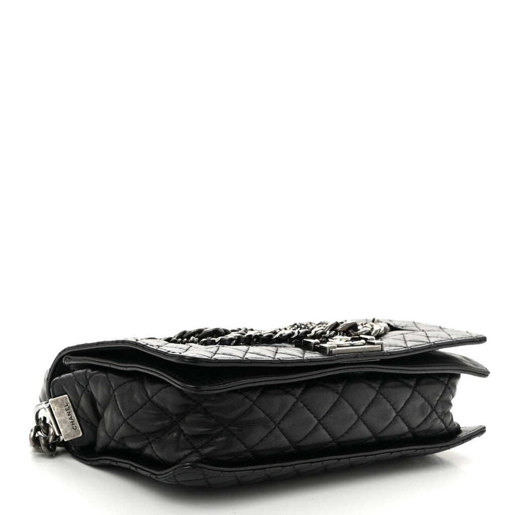 Chanel Calfskin Enchained New Medium Boy Flap Black