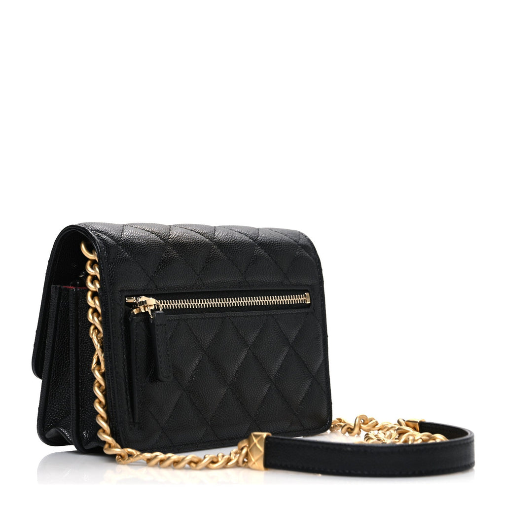 Chanel Caviar Quilted Mini Bracelet On Chain Wallet On Chain WOC Black