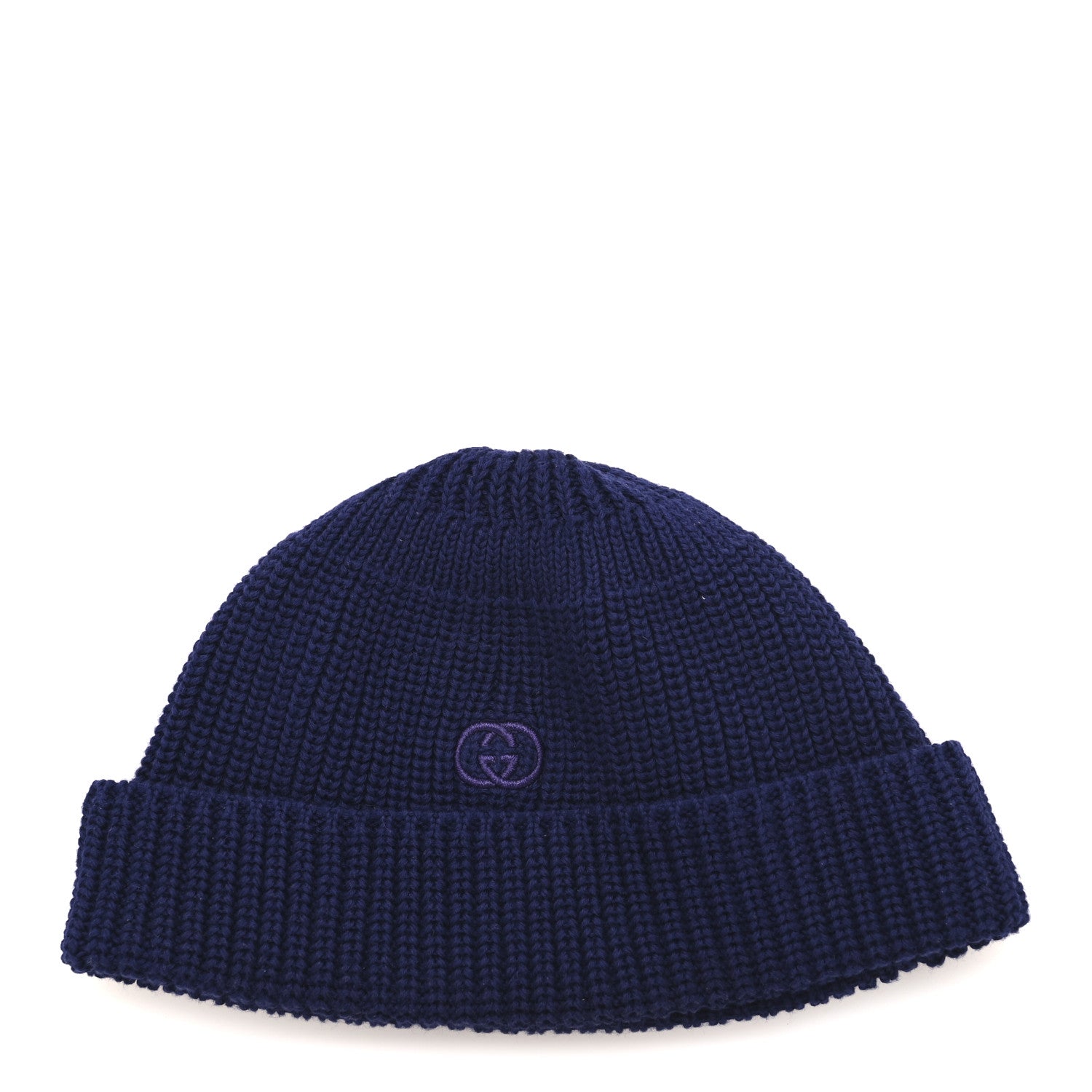 Gucci Wool Cashmere Knit Interlocking G Beanie Hat S Blue