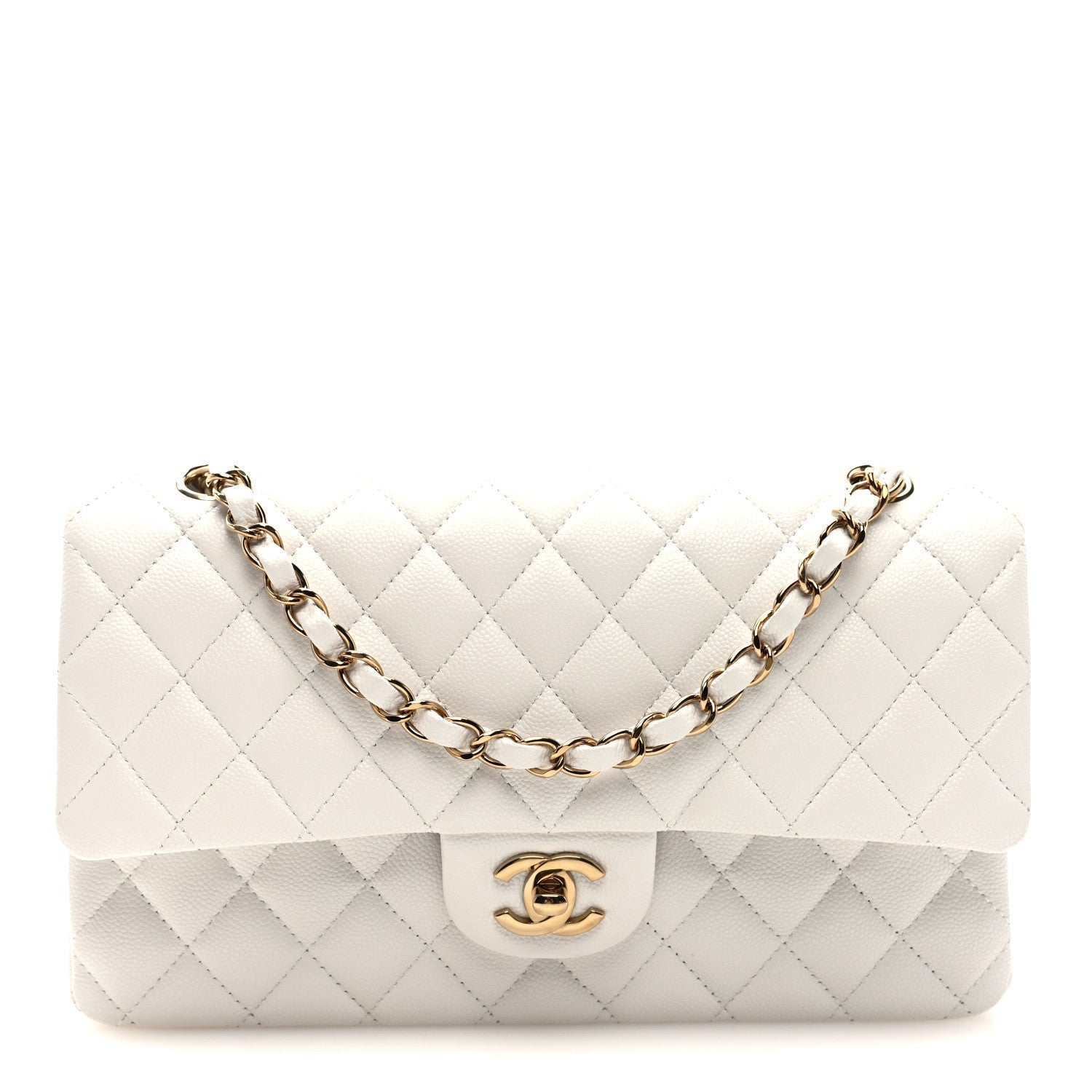 Chanel Caviar Quilted Medium Double Flap White