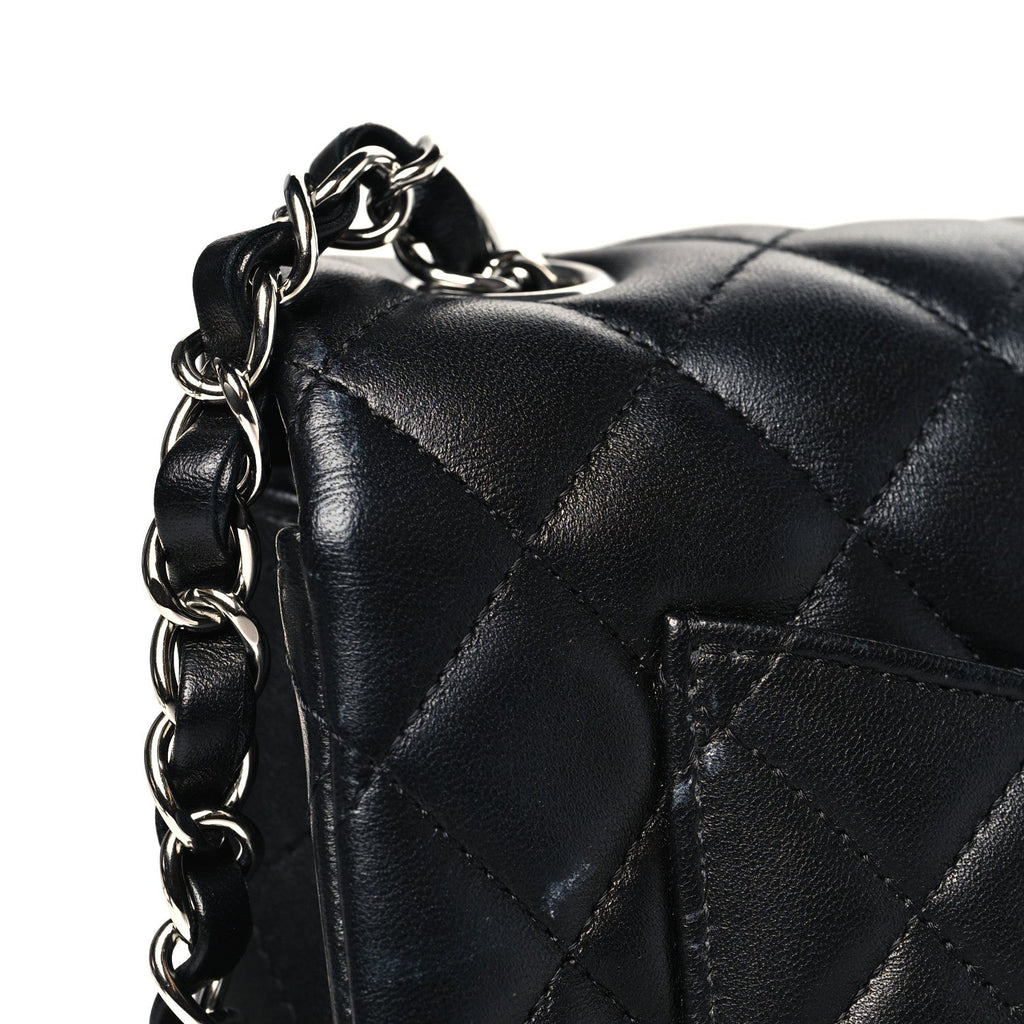 Chanel Lambskin Quilted Mini Rectangular Flap Black
