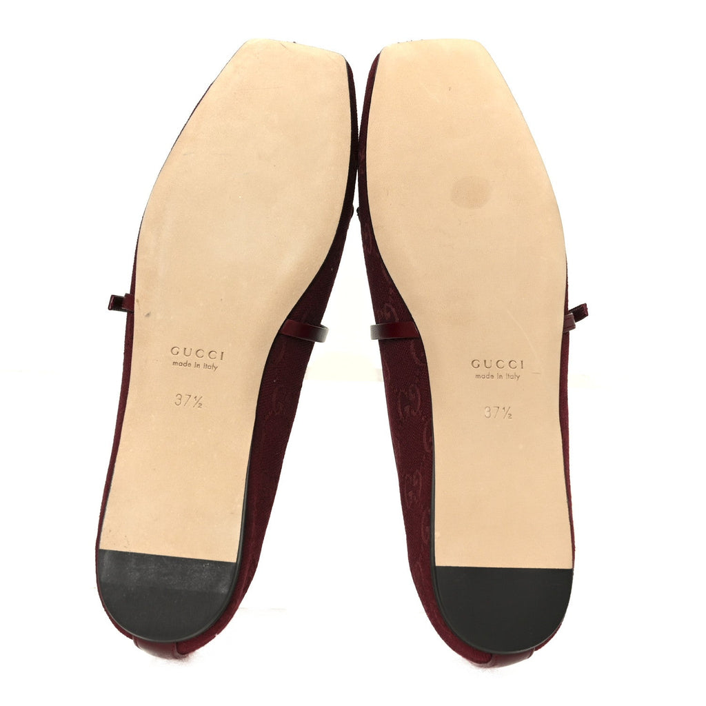 Gucci GG Monogram Horsebit Ballet Flats 37.5 Rosso Ancora