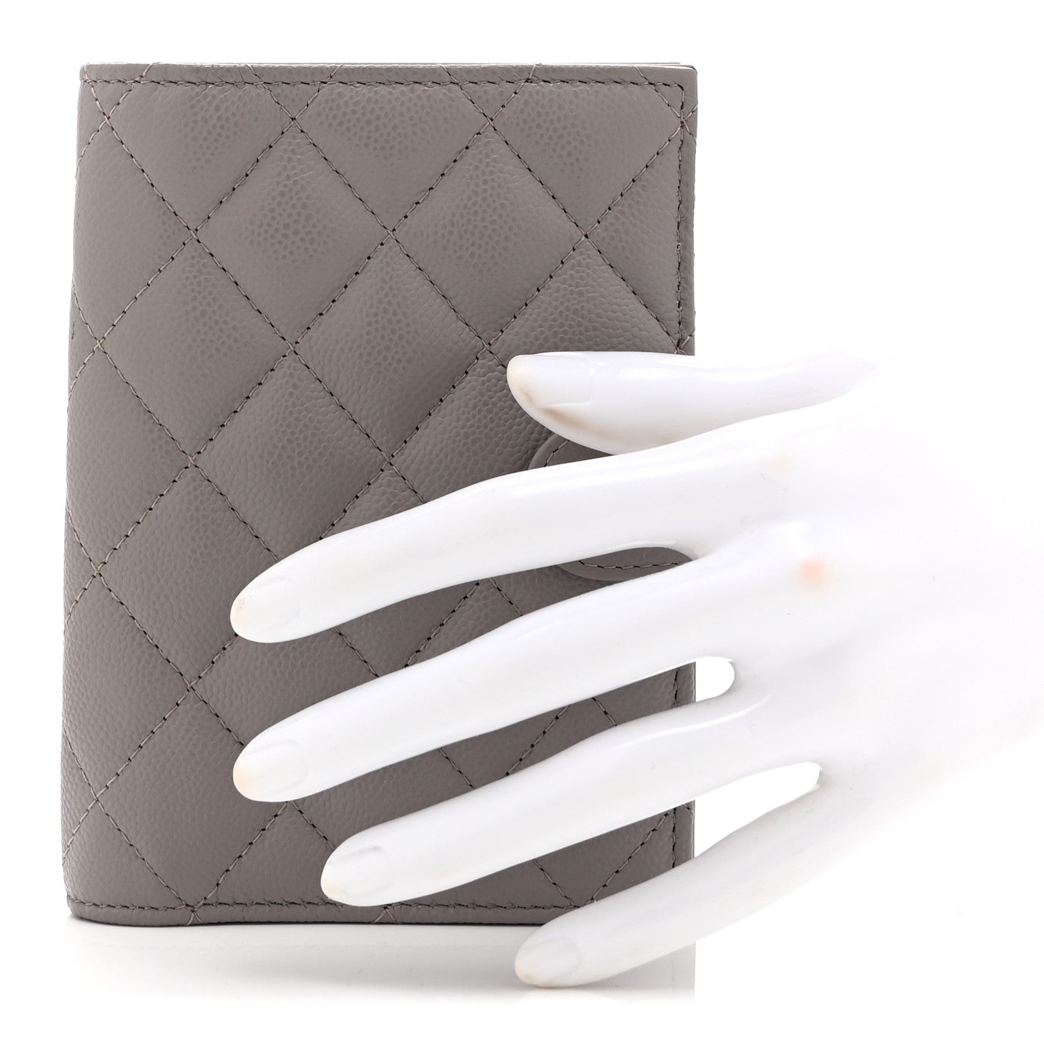 Caviar Quilted Passport Holder Grey