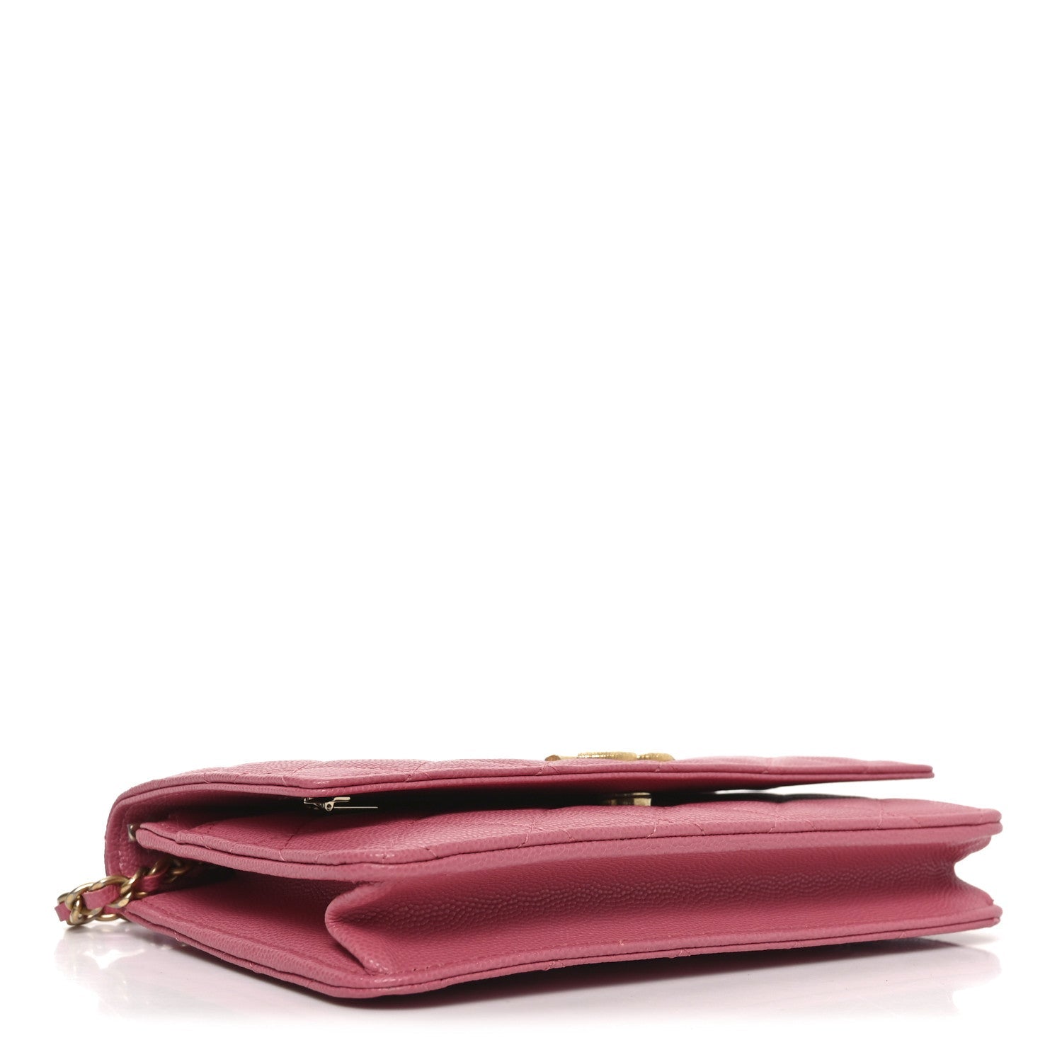 Chanel Caviar Quilted Textured CC Wallet On Chain WOC Pink