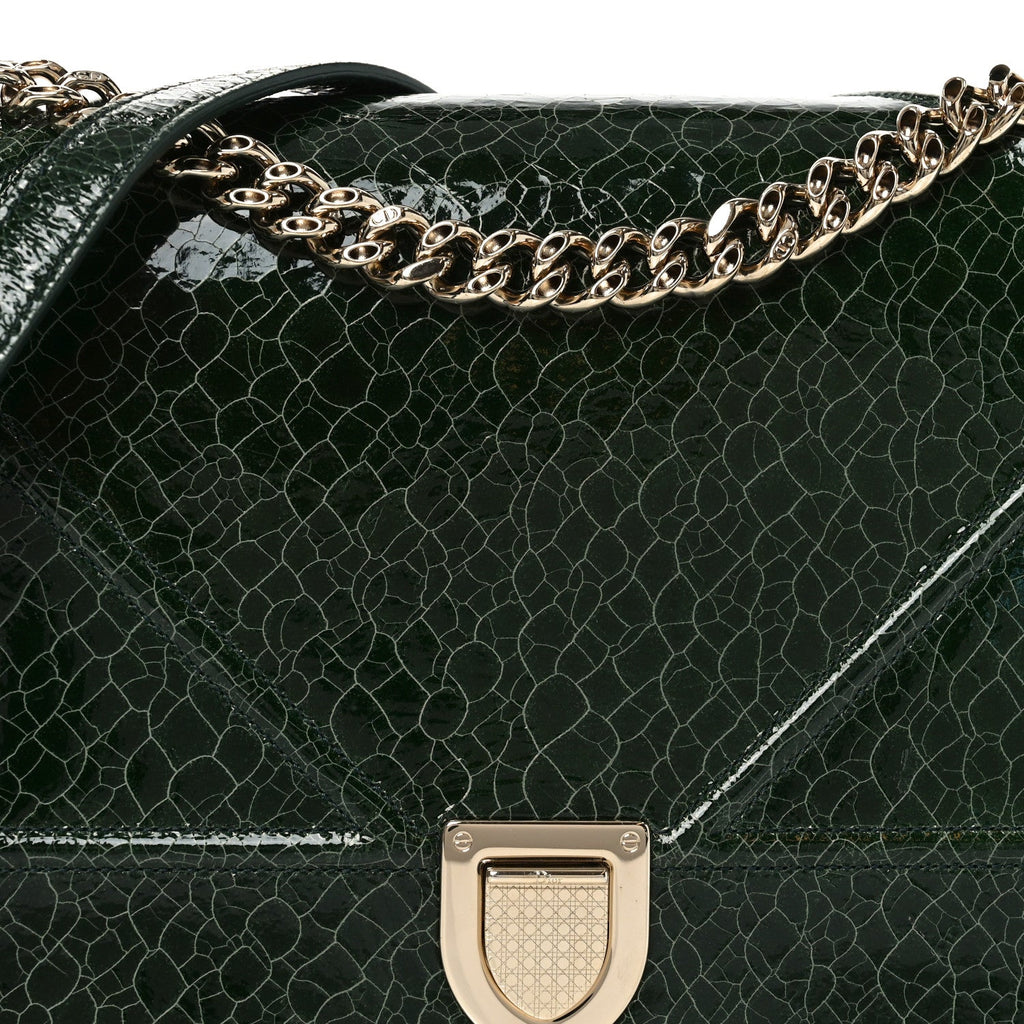 Christian Dior Ceramic Effect Deerskin Large Diorama Flap Bag Malachite Green