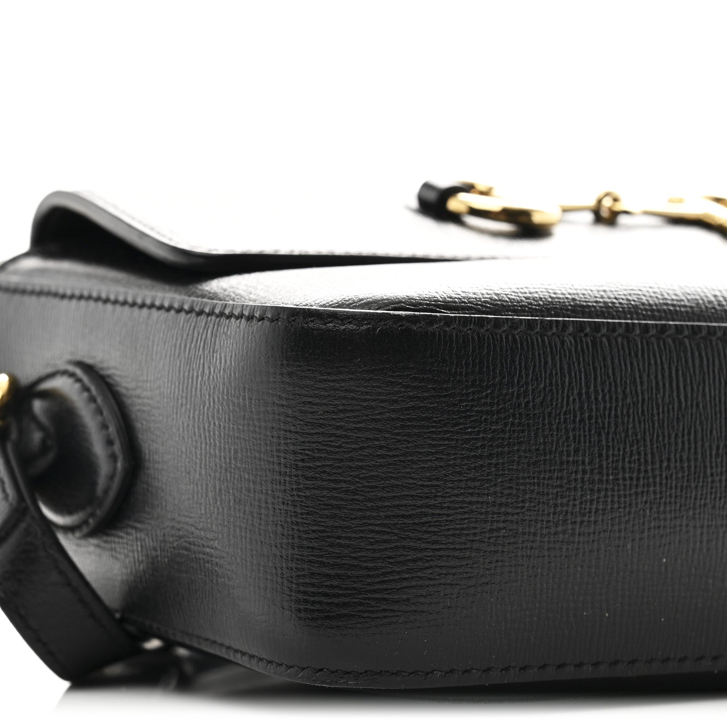 Gucci Textured Calfskin Small Horsebit 1955 Shoulder Bag Black