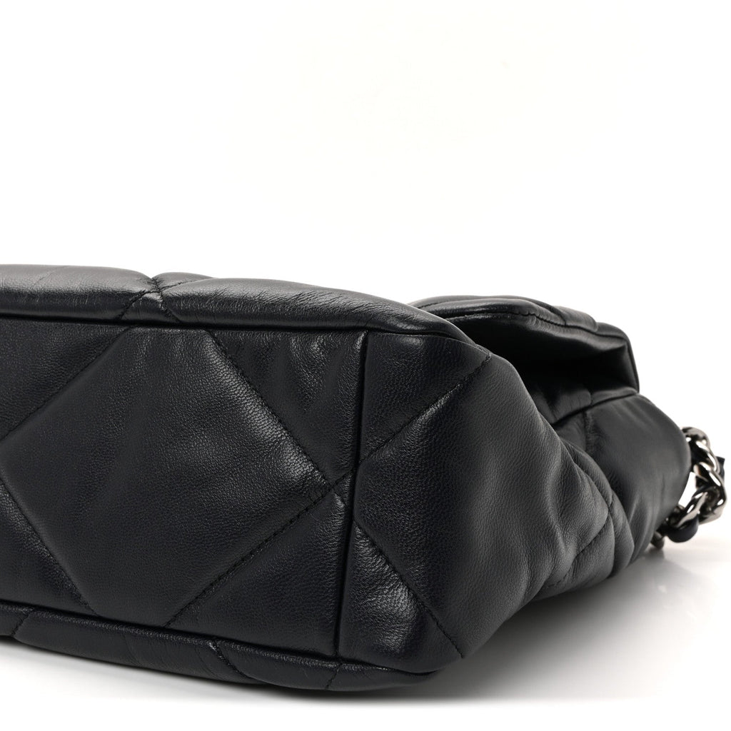 Chanel Goatskin Quilted Large Chanel 19 Flap Navy Blue
