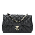 Chanel Lambskin Quilted Mini Rectangular Flap Black