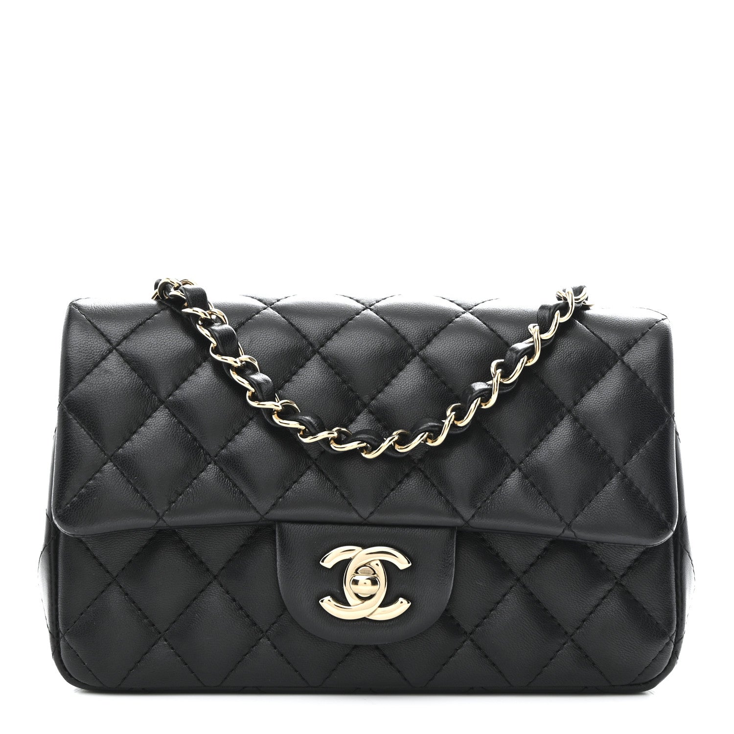 Chanel Lambskin Quilted Mini Rectangular Flap Black
