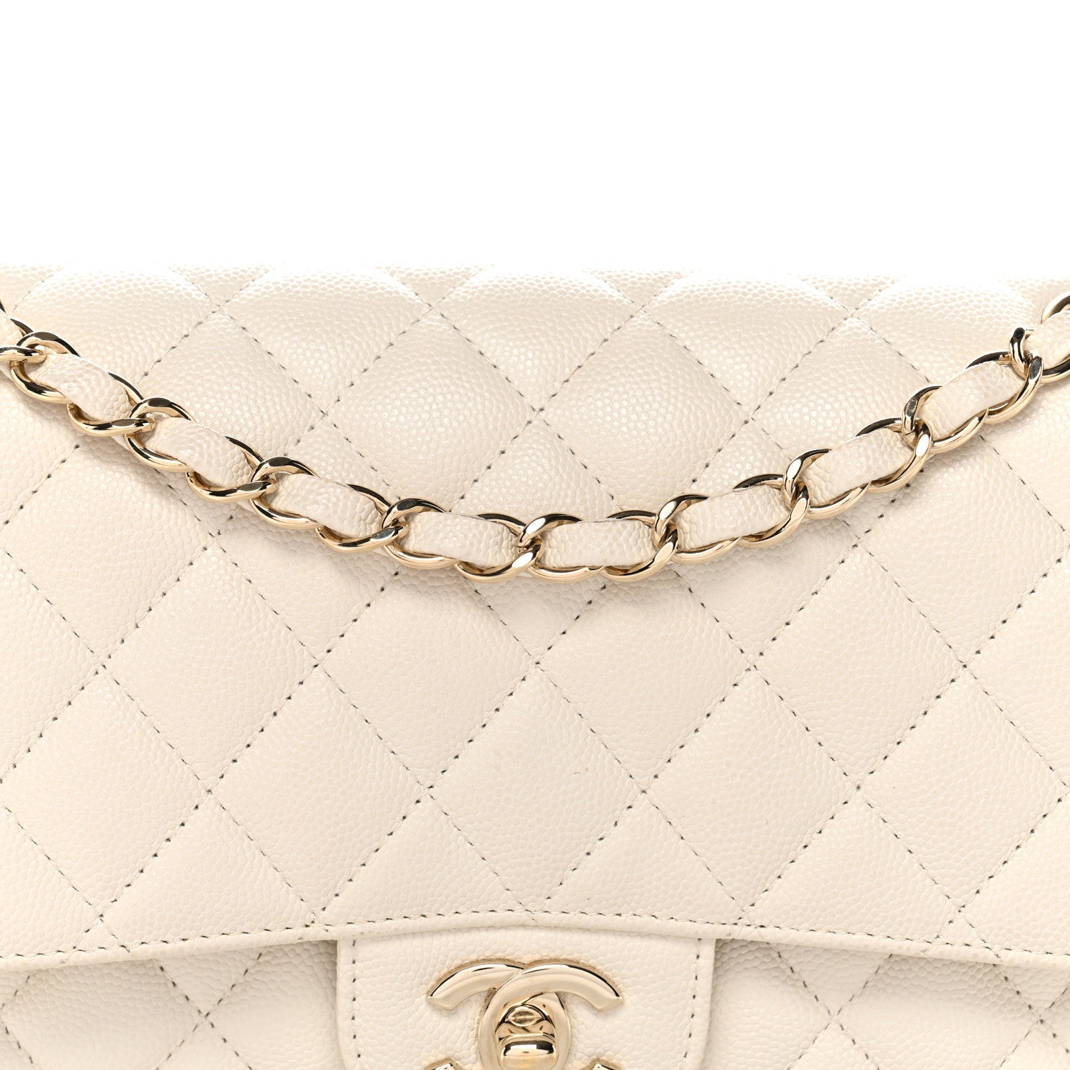 Chanel Caviar Quilted Medium Double Flap White