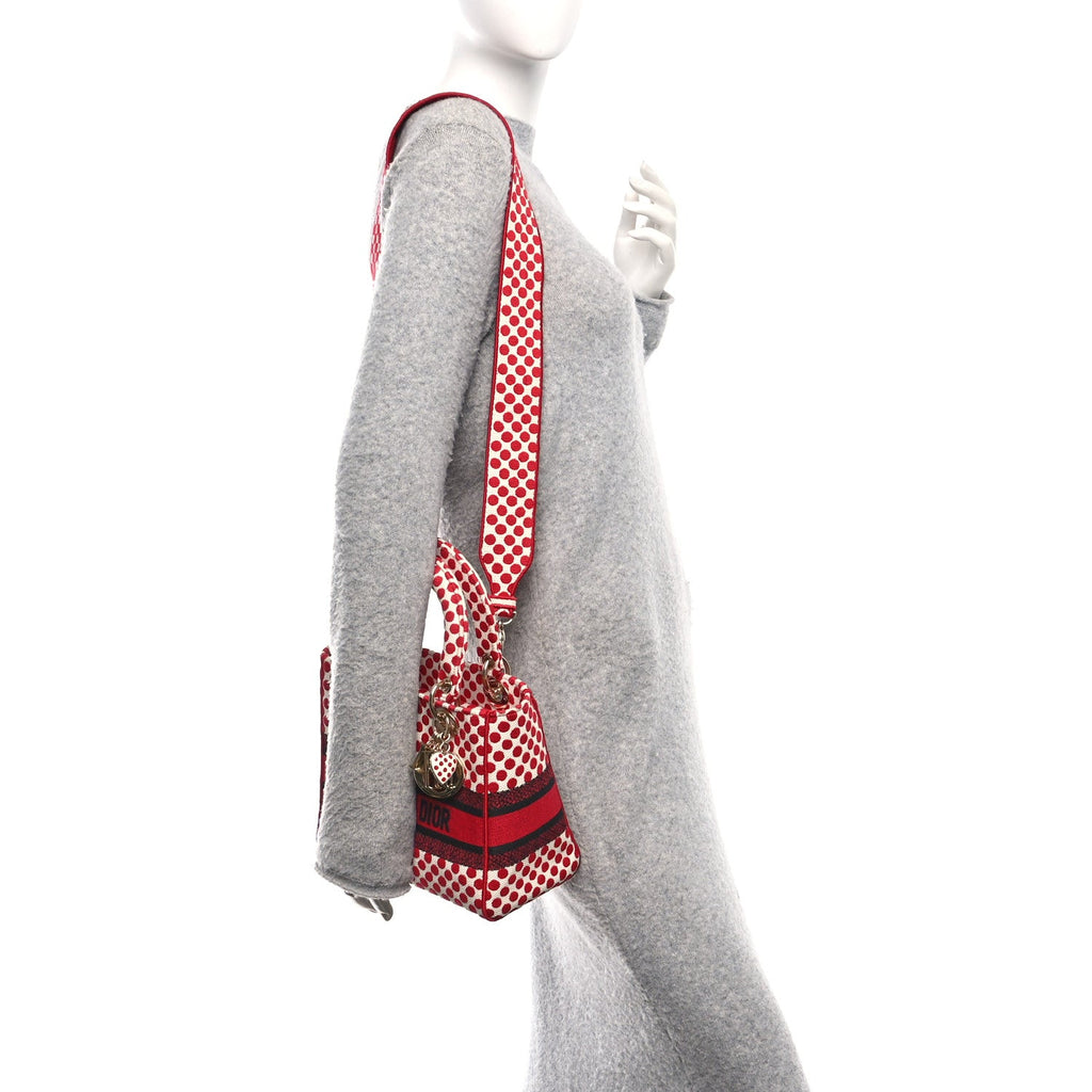 Christian Dior Canvas Medium DiorAmour Dots Lady D-Lite Red