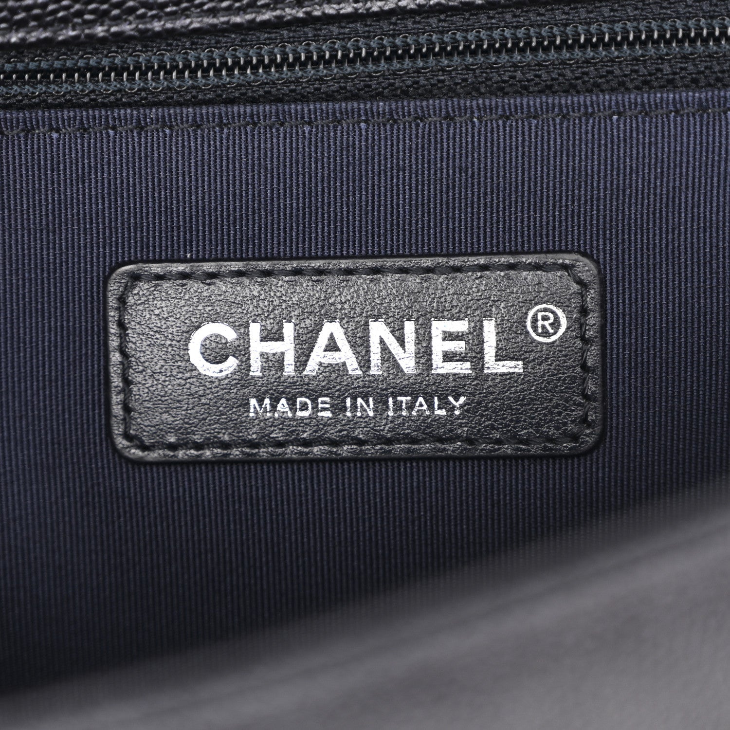 Chanel Caviar Chevron Quilted New Medium Boy Flap Dark Navy Blue