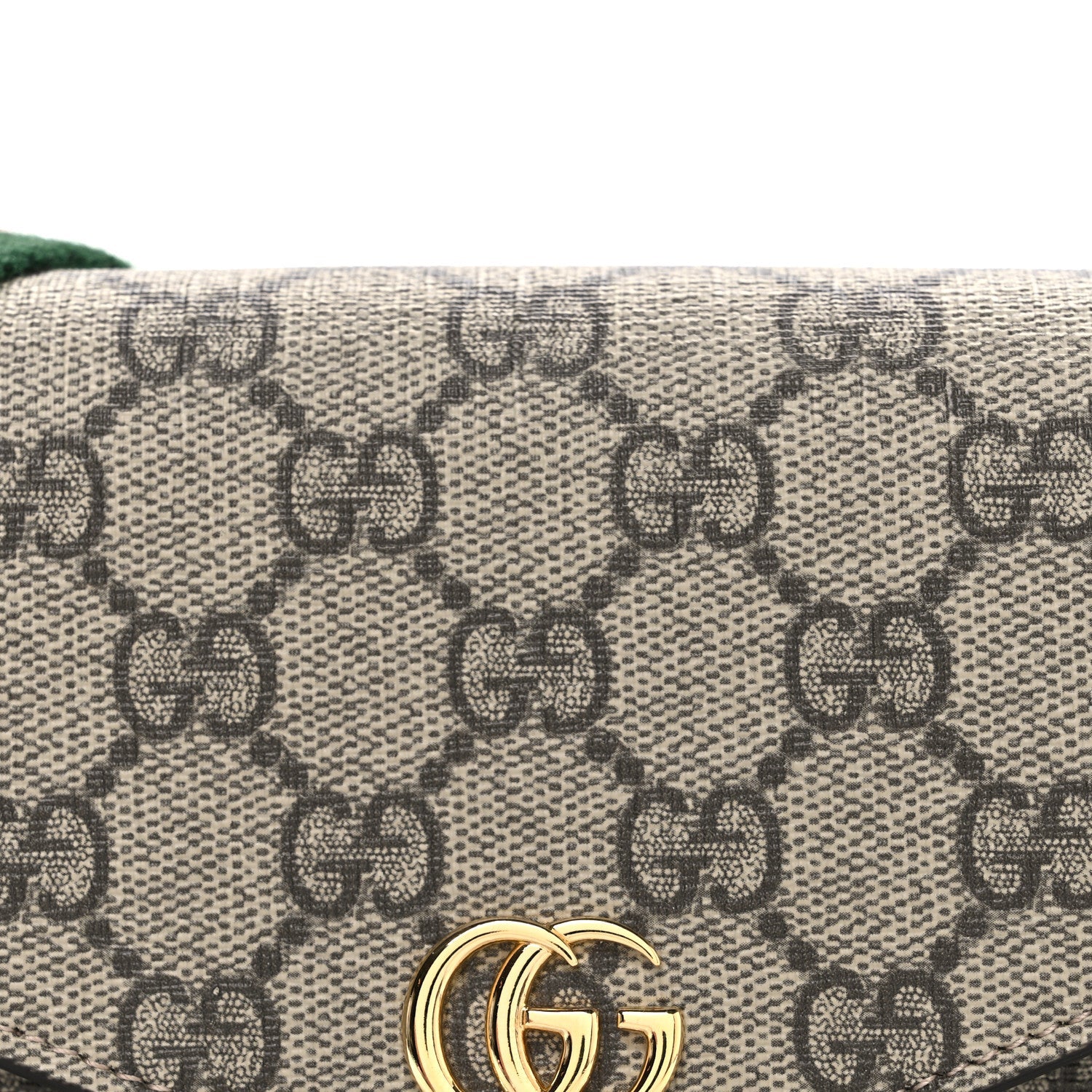 Gucci GG Supreme Monogram Textured Dollar Calfskin Web Mini Ophidia Envelope Shoulder Bag Beige Ebony New Acero