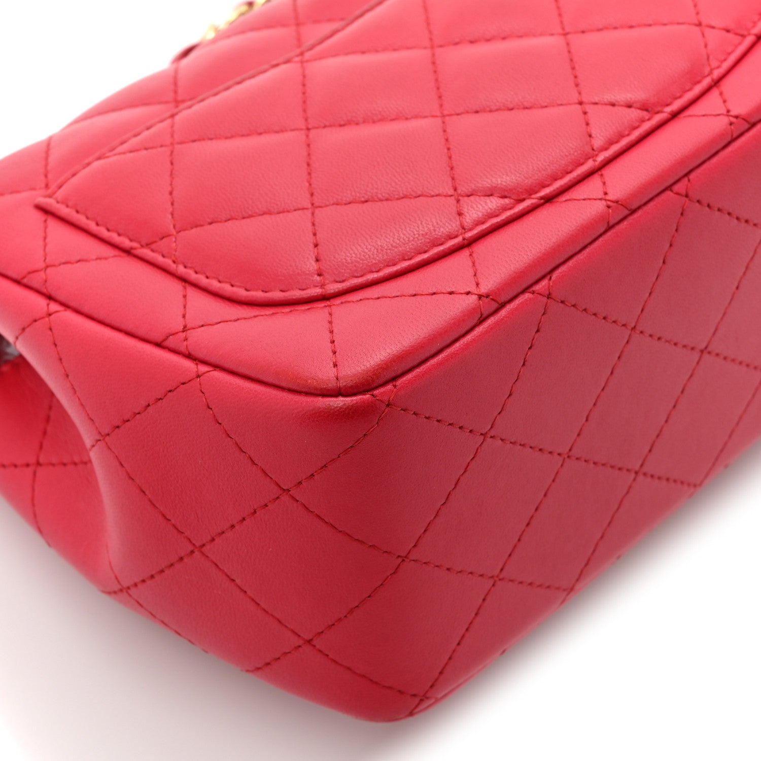 Chanel Lambskin Quilted Mini Square Flap Dark Pink