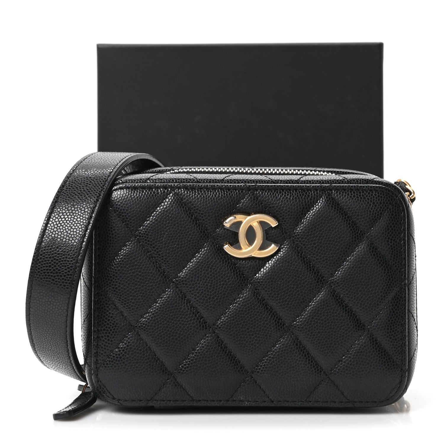 Chanel Caviar Quilted Twist Your Buttons Clutch With Chain Black