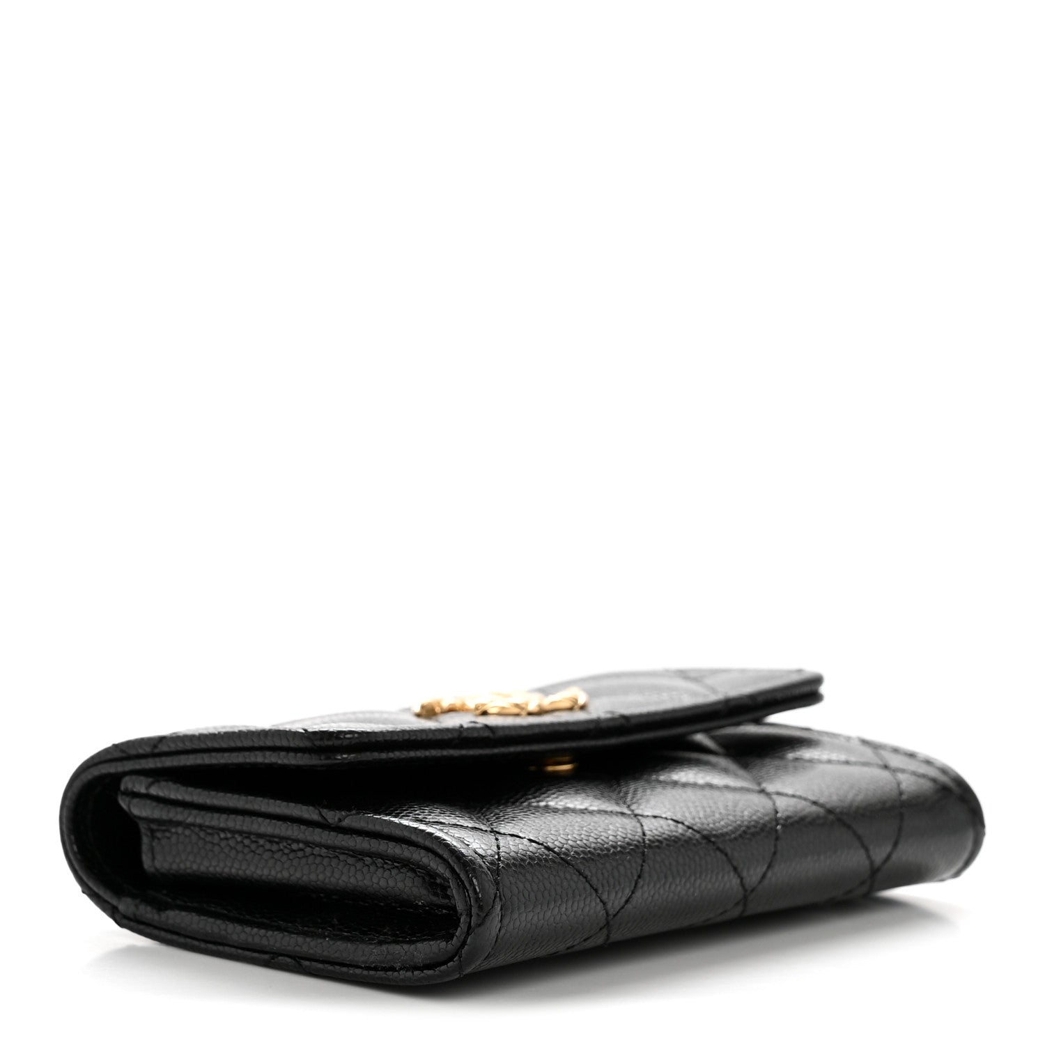 Caviar Quilted CC Flap Card Holder Black