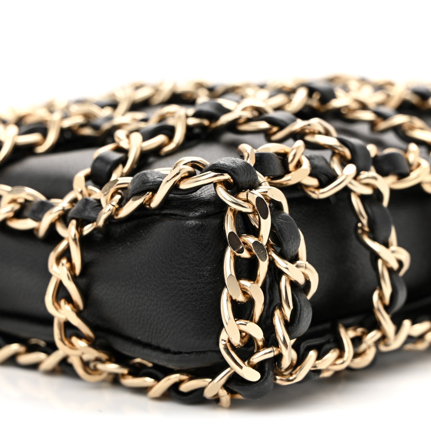 Chanel Lambskin Chain Frame Shoulder Bag Black