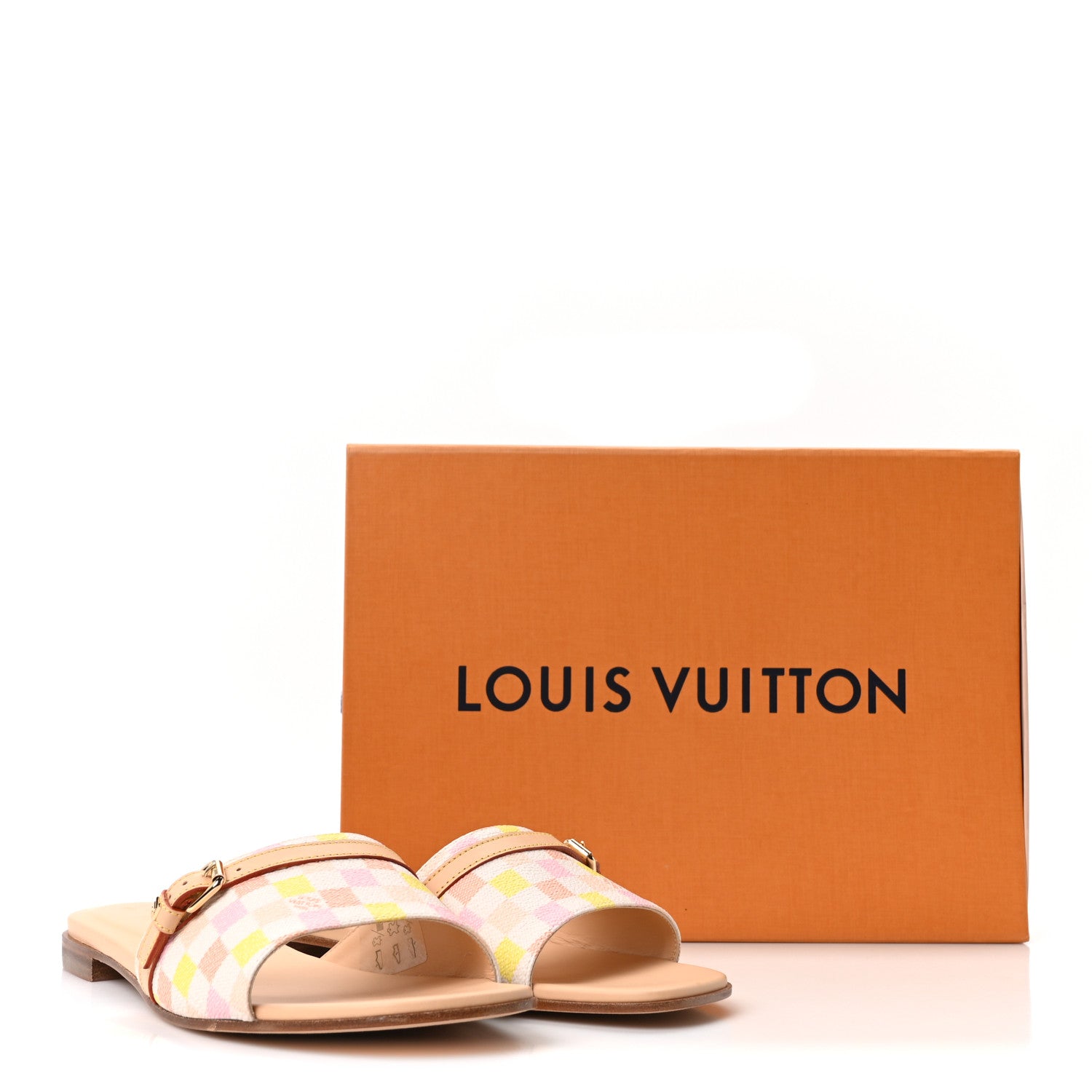 Louis Vuitton Damierlicious Neo Revival Flat Mule Sandals 40 Rose Peach