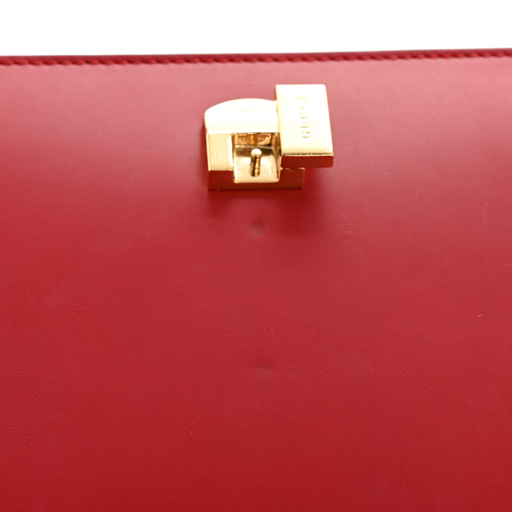 Gucci Calfskin Small Sylvie Shoulder Bag Hibiscus Red