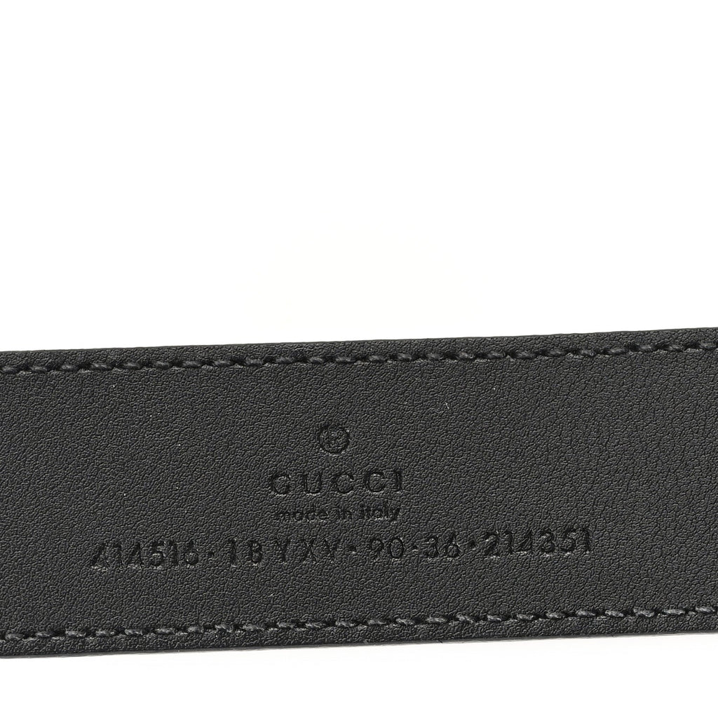 Gucci Azalea Calfskin Enamel Monochrome Double G 30mm Belt 90 36 Black