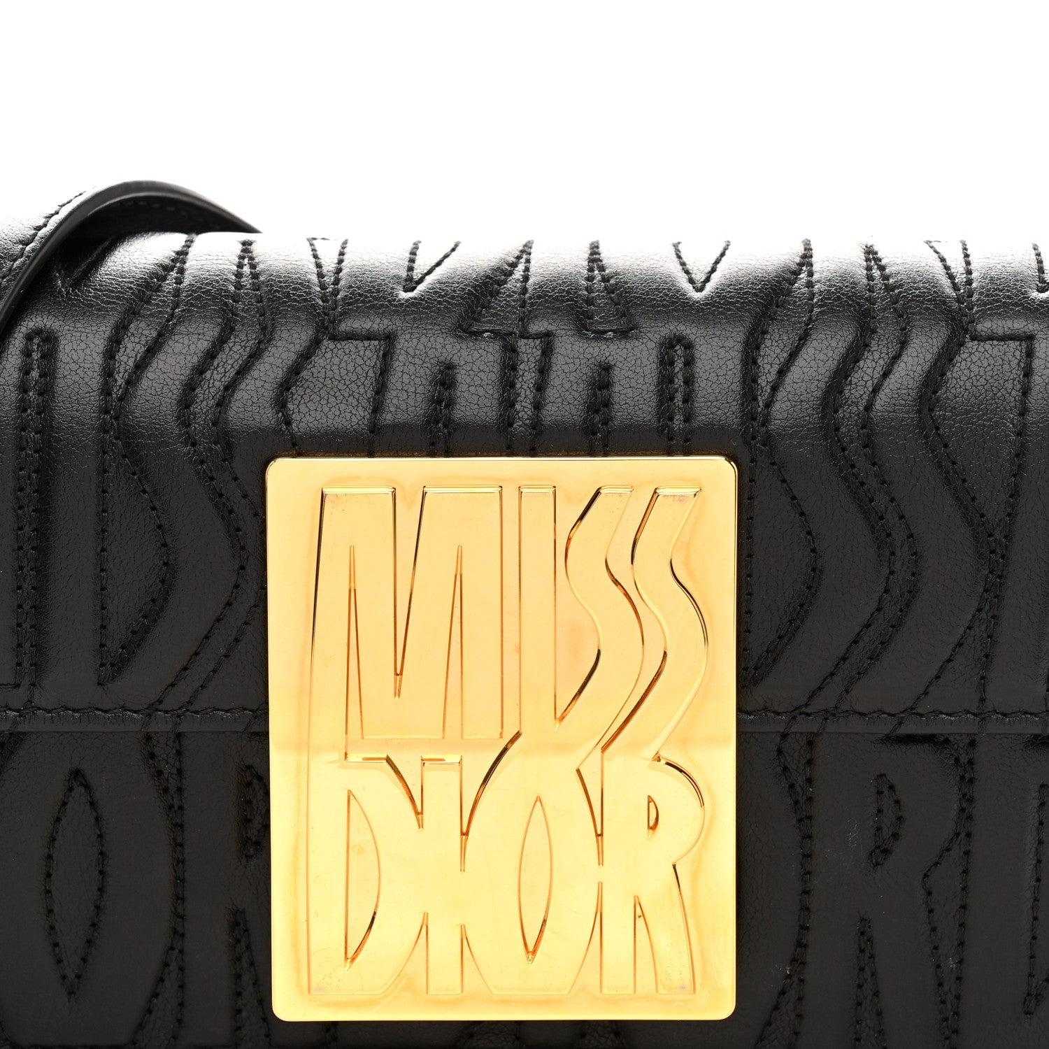 Christian Dior Calfskin Quilted All Over Miss Dior Flap Black