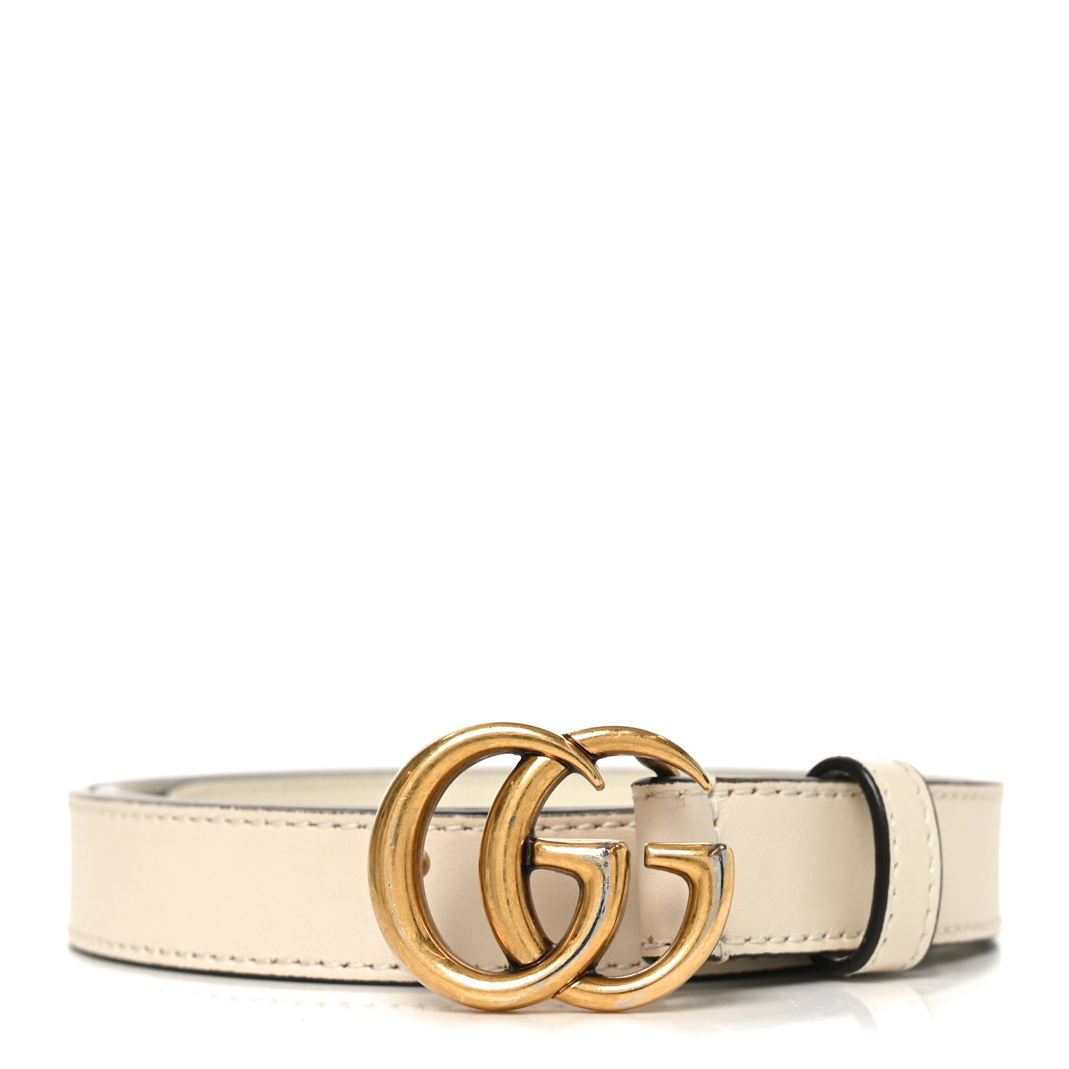 Gucci Calfskin Double G 20mm Belt 80 32 Mystic White