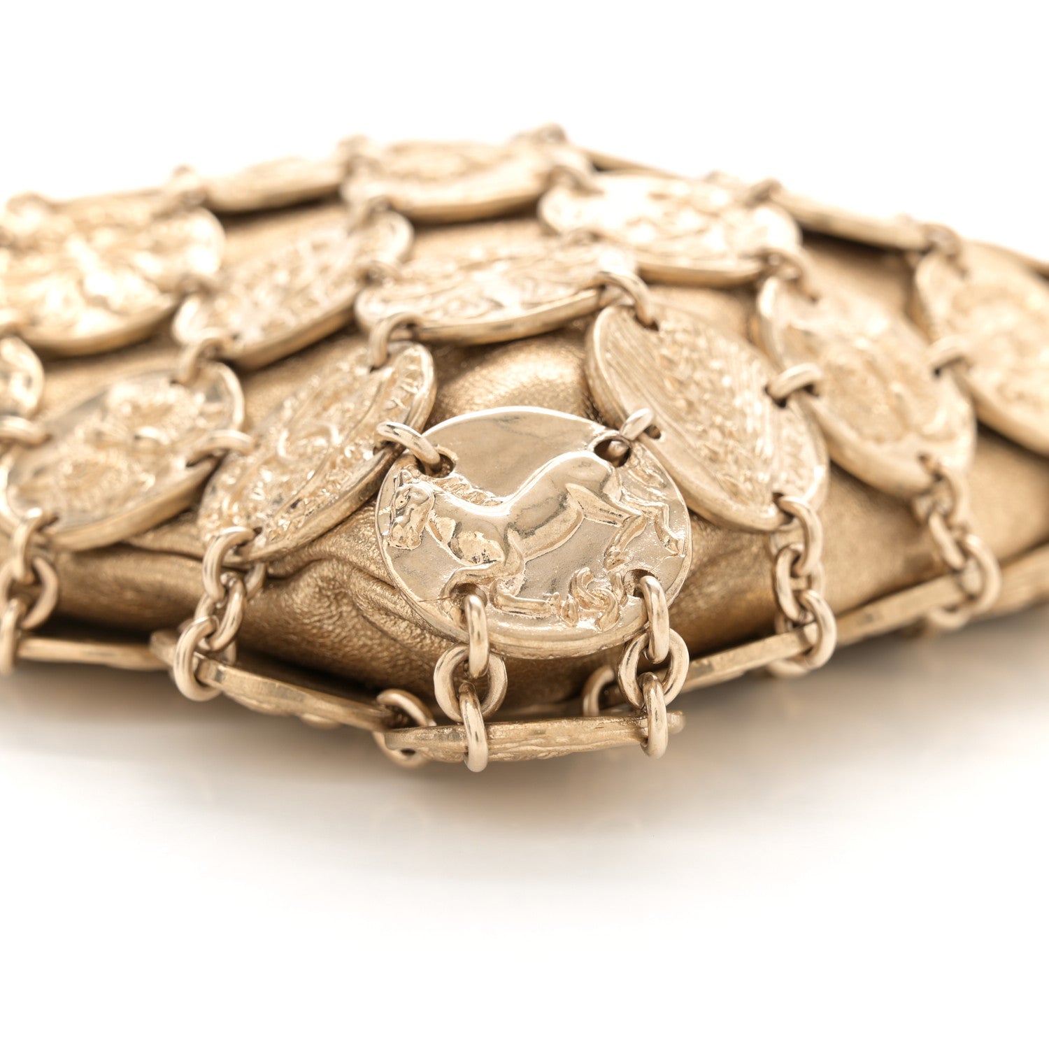 Chanel Metallic Calfskin Medallion Shoulder Bag Gold