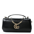 Gucci Lambskin Mini GG Milano Top Handle Shoulder Bag Black