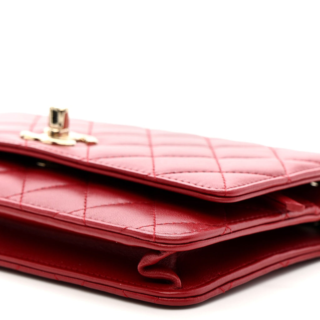 Chanel Lambskin Quilted Trendy CC Wallet On Chain WOC Red