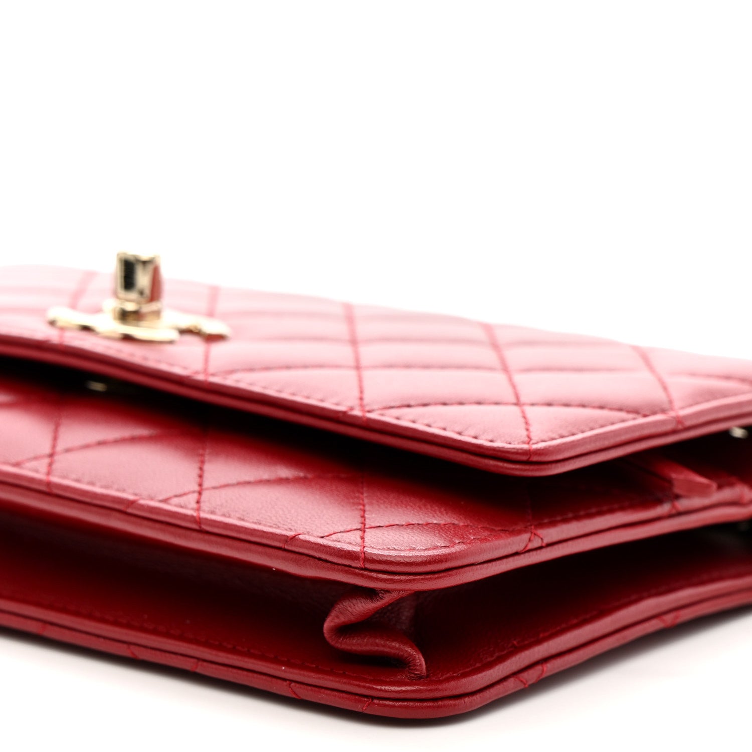 Chanel Lambskin Quilted Trendy CC Wallet On Chain WOC Red
